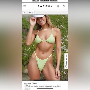 PacSun Swim Eco Green Malibu Scrunch Adjustable Strap Bikini Set